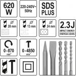 Perforatorius SDS PLUS su metaline pavara 620W 