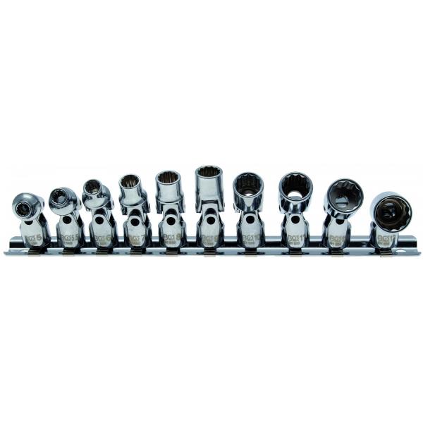 Šarnyrinių 12-kampių galvučių komplektas 6.3 mm (1/4"), 5 - 13 mm, 10 vnt. 
